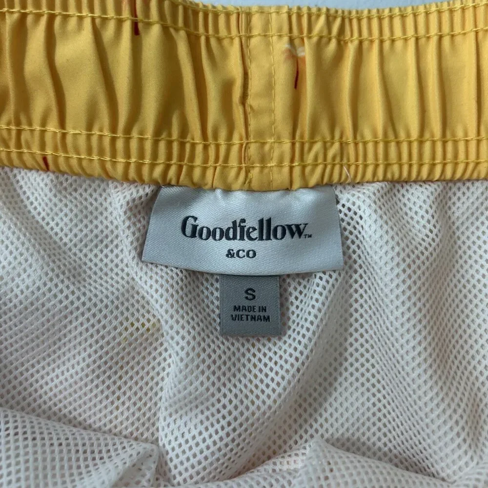 Goodiellow Co Board‎ Shorts Mens Small Yellow Swim Trunks 7 Surf Beach